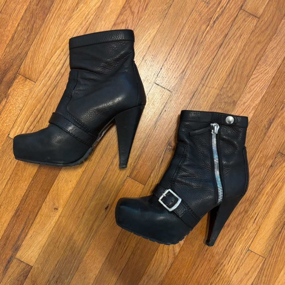 Proenza schouler side zip leather black heeled booties.
